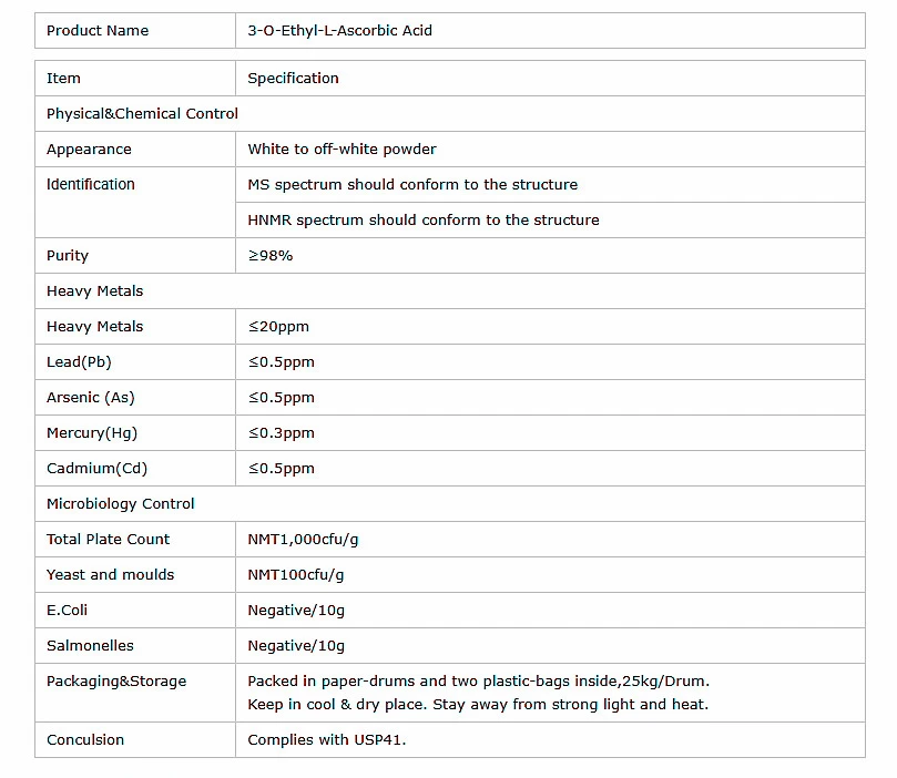 3-O-Ethyl ascorbic acid specifications 3-O-Ethyl ascorbic acid specifications